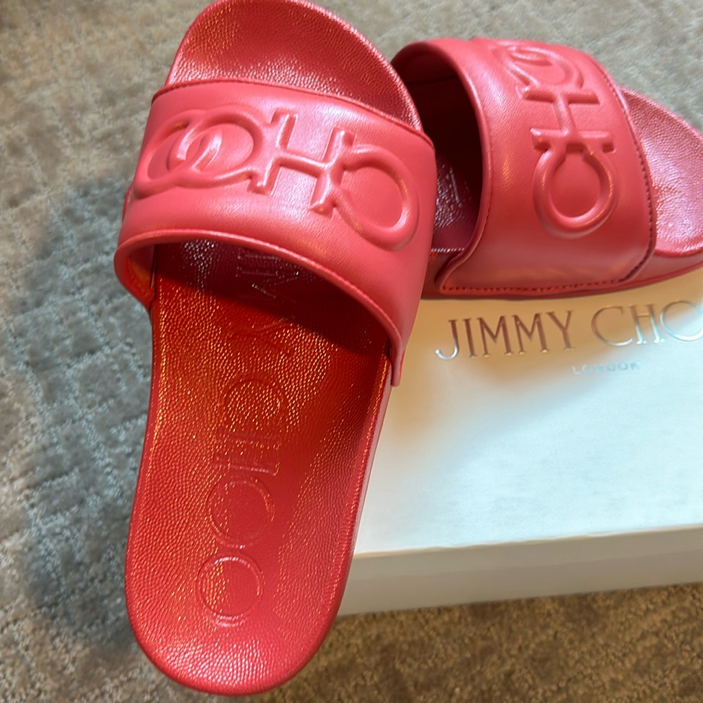 New In Box Nappa Leather Barbie Core Slides Hot Pink